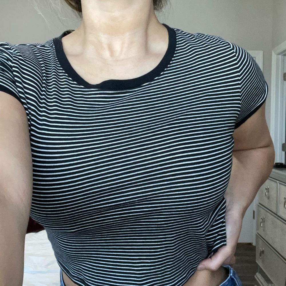 Forever 21 Black & White Striped Crop Tee